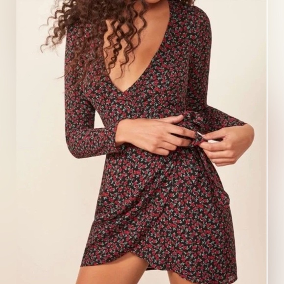 Reformation Brooke Long Sleeve Wrap Dress - Size XS - Picture 2 of 4